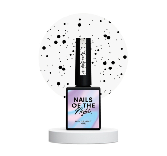 Топ глянцевый без липкого слоя Nails Of The Night Snow Top 01 Jon с черными шестигранниками разных размеров. 10 мл (4828632108507)