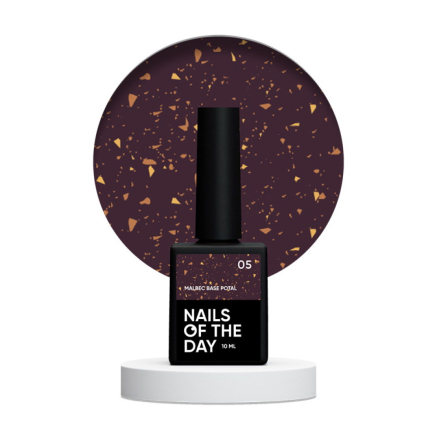 База Nails Of The Day Malbec Base Potal 05. сливовий із золотисто-бронзовою поталлю. 10 мл (4821278560005)