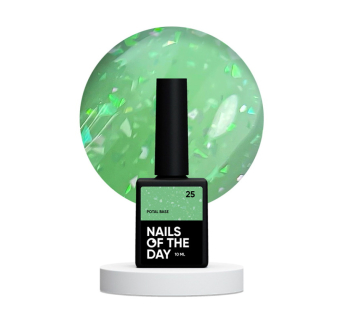 База камуфлирующая Nails Of The Day Potal Base 25. салатово-лаймовый с голографической стильной поталью. 10 мл (4824398220002)