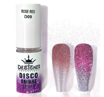 Disco Ombre Spray (7 г.) Rose Red D09 - світловідбивна спрей пудра Designer для створення омбре на нігтях