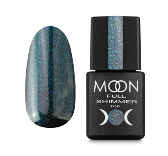 Топ для гель-лака без липкого слоя Moon Full Top Shimmer 1027 с голубым жемчужным микроблеском 8 мл (5905123021459)