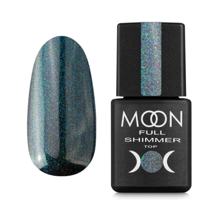 Топ для гель-лаку без липкого шару Moon Full Top Shimmer 1027 з блакитним перлинним мікроблиском 8 мл (5905123021459)