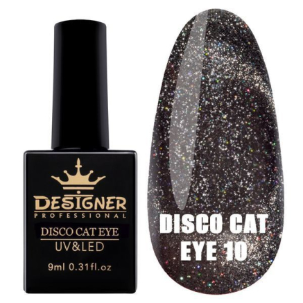 Світловідбивний гель-лак Disco Cat Eye №10, 9 мл., Designer (Котяче око)