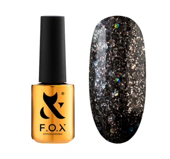 Гель-лак F.O.X Radiance 001 темный графит. со слюдой. шестигранниками и мелкими блестками разных оттенков. 7 мл (2100994278824)