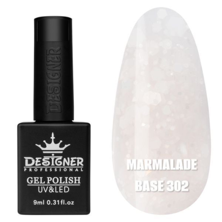 Кольорова база Marmalade base 302 Designer (9 мл.) - з білими конфетті