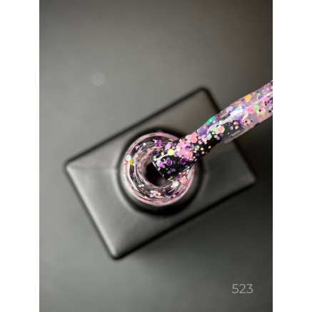 Гель лак Cosmo Glitter 523 Designer (9мл.) - з конфетті різних розмірів