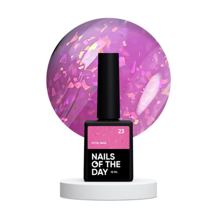 База камуфлирующая Nails Of The Day Potal Base 23. фуксия с голографической стильной поталью. 10 мл (4824387650001)