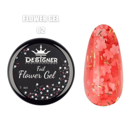 Foil flower gel FG02 (5 мл) Designer - гель з квіточками з фольги
