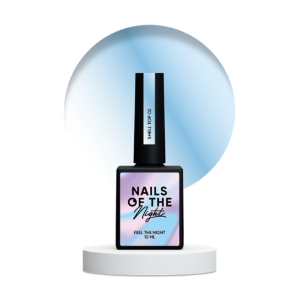 Топ жемчужный без липкого слоя Nails Of The Night Shell Top 02 с голубой втиркой. 10 мл (4820243998805)