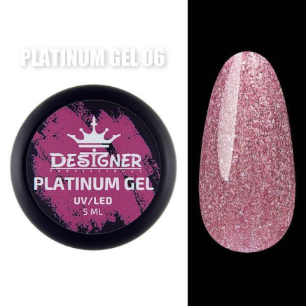 Platinum Gel 5 мл., Designer (Гель з шиммером) - Малиновий №6