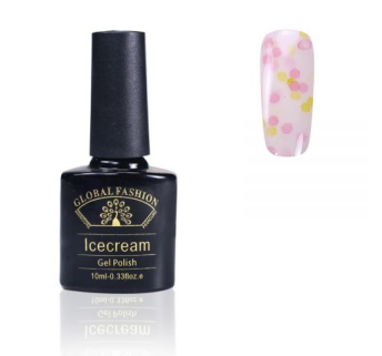 Гель-лак Ice Cream Global Fashion, 10 мл (с блёстками разных размеров) 040