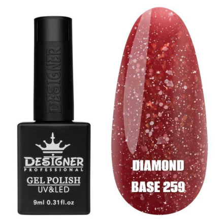 Базове покриття Diamond Base 259 Designer (9 мл.) - с легким світловідбивним ефектом