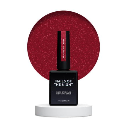 Гель-лак Nails Of The Night Lets Special Red Collection Celine темно-червоний з шимером світловідбиваючий 10 мл (4820620454009)