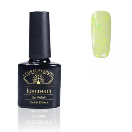 Гель-лак Ice Cream Global Fashion, 10 мл (с блёстками разных размеров) 034