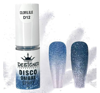 Disco Ombre Spray (7 г.) Colorful Blue D12 - світловідбивна спрей пудра Designer для створення омбре на нігтях