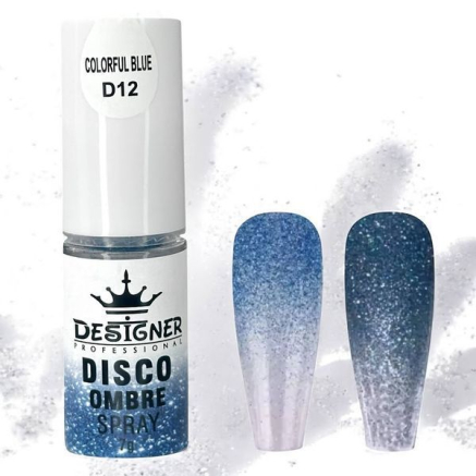 Disco Ombre Spray (7 г.) Colorful Blue D12 - світловідбивна спрей пудра Designer для створення омбре на нігтях