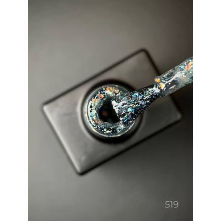 Гель лак Magic glitter 519 Designer (9мл.) - з пластівцями різних розмірів та блискітками хамелеон