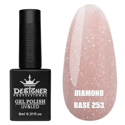 Базове покриття Diamond Base 253 Designer (9 мл.) - с легким світловідбивним ефектом