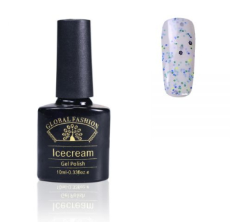 Гель-лак Ice Cream Global Fashion, 10 мл (з блискітками різних розмірів) 021