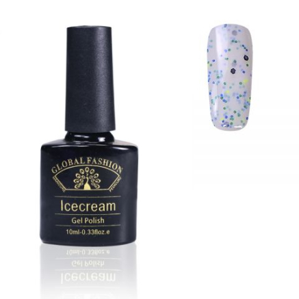 Гель-лак Ice Cream Global Fashion, 10 мл (з блискітками різних розмірів) 021