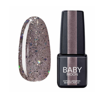 Гель-лак Baby Moon Dance Diamond 016 серебристо-бежевый с разноцветным глиттером. 6 мл (5908254001697)