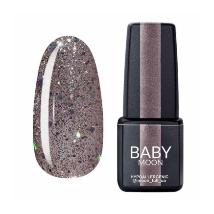 Гель-лак Baby Moon Dance Diamond 016 сріблясто-бежевий з різнобарвним глітером. 6 мл (5908254001697)
