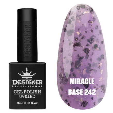 Кольорова база Miracle base Designer 242 (9 мл.) - з чорною, срібною та кольоровою поталлю