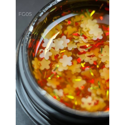 Foil flower gel FG05 (5 мл) Designer - гель з квіточками з фольги