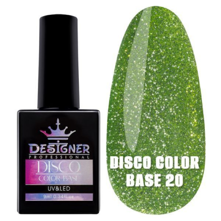 Світловідбивне базове покриття №20 (Яскравий лайм), 9 мл. - Disco Color Base Designer