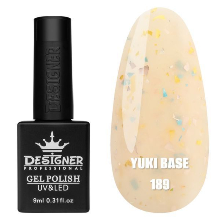 Кольорова база Yuki base 189 Designer (9 мл.) - з пластівцями юкі