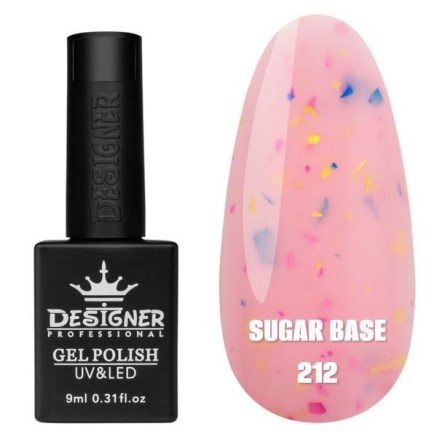 Кольорова база Sugar base 212 Designer (9 мл) - з різнокольоровими пластівцями