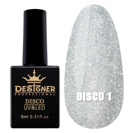 Світловідбивний гель-лак №1 (Світле срібло), 9 мл. - Disco gel polish Designer