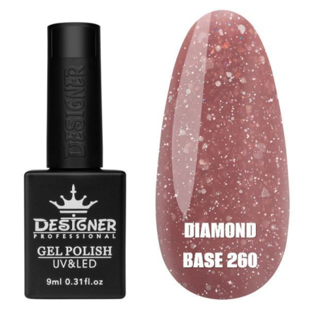 Базове покриття Diamond Base 260 Designer (9 мл.) - с легким світловідбивним ефектом