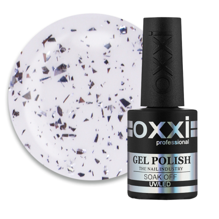Топ для гель-лака без липкого слоя Oxxi Professional Top Iceberg 01. прозрачный ссеребристой слюдой. 10 мл (2100994275953)