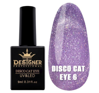 Світловідбивний гель-лак Disco Cat Eye №6, 9 мл., Designer (Котяче око)