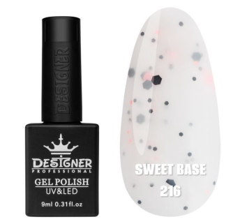 Кольорова база Sweet base 216 Designer (9 мл) - з конфетті різних кольорів