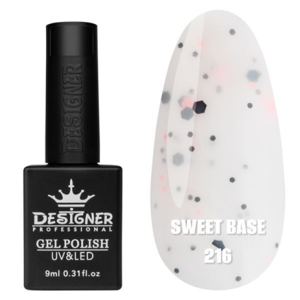 Кольорова база Sweet base 216 Designer (9 мл) - з конфетті різних кольорів