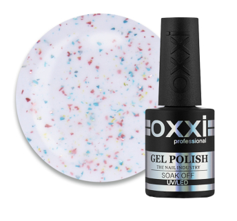 База камуфлирующая Oxxi Professional Jolly Base 005. молочный с золотистой. розовой и зеленой поталью.10 мл (2100994295760)