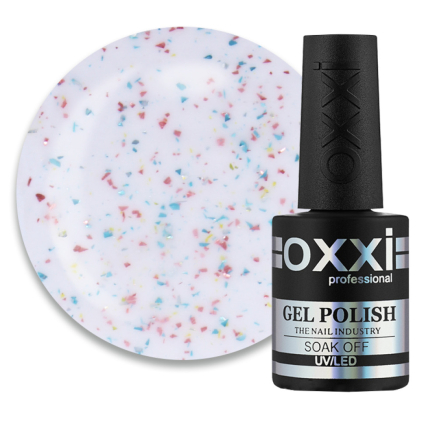 База камуфлююча Oxxi Professional Jolly Base 005. молочний із золотистою. рожевою та зеленою поталлю. 10 мл (2100994295760)
