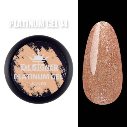 Platinum Gel 5 мл., Designer (Гель з шиммером) - Персиковий №14