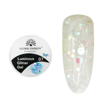 Гліттер гель що світиться у темряві, 5 гр, Luminous Glitter Gel 07