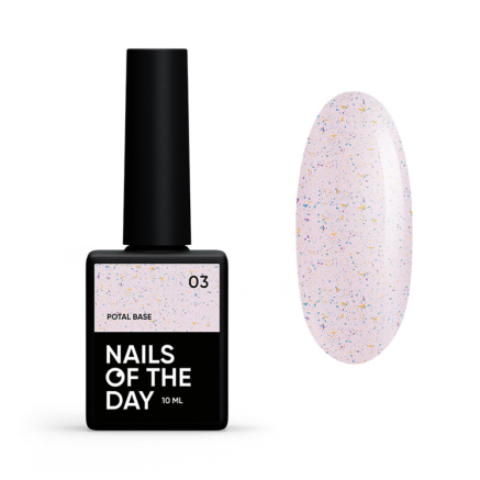 База камуфлююча Nails Of The Day Potal Base 03. молочно-фіолетовий з золотисто-фіолетовою та зеленою поталлю. 10 мл (4825547640597)