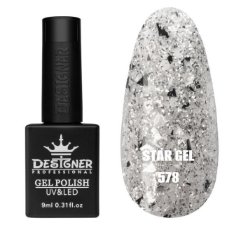 Гель лак Star gel 578 Designer (9мл.) - з пластівцями Юкі