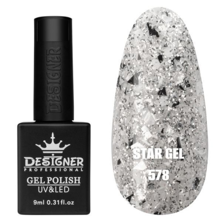 Гель лак Star gel 578 Designer (9мл.) - з пластівцями Юкі