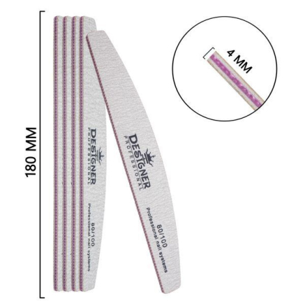 Двостороння пилка півмісяць (80/100 грит.) - Nailfile Designer