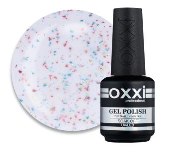 База камуфлирующая Oxxi Professional Jolly Base 005. молочный с золотистой. розовой и зеленой поталью. 15 мл (2100994295913)