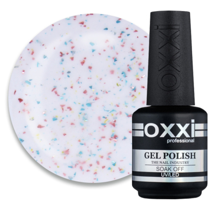 База камуфлююча Oxxi Professional Jolly Base 005. молочний із золотистою. рожевою та зеленою поталлю. 15 мл (2100994295913)