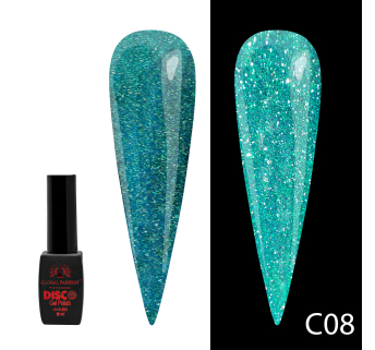 Гель лак Disco Gel Polish, Global Fashion, светоотражающий, 8 мл C08
