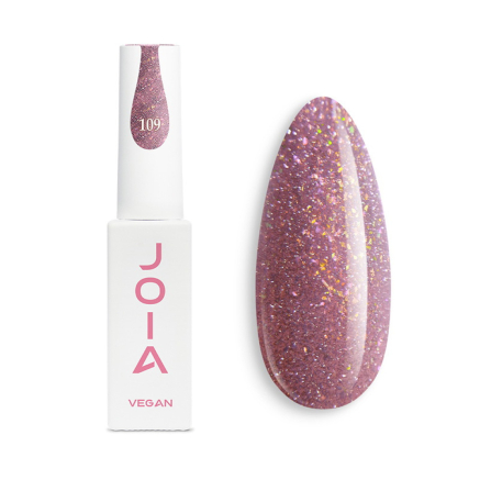 Гель-лак JOIA vegan 109 светоотражающий приглушенный розовый с блестками 6 мл (4820259341893)