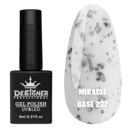 Кольорова база Miracle base Designer 232 (9 мл.) - з чорною, срібною та кольоровою поталлю